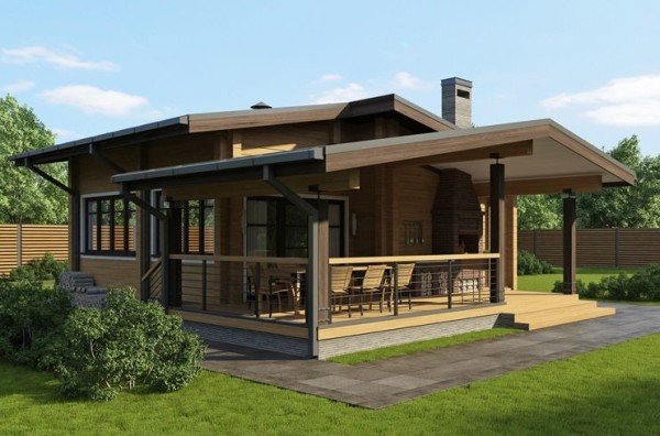 Що являють собою одноповерхові фінські будинки з бруса з верандою?