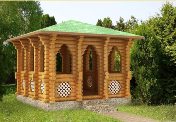 Зведення альтанки з оцилиндрованного колоди