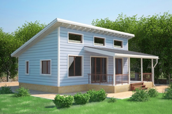 Одноповерховий каркасний будинок з односхилим дахом — пристрій і особливості монтажу (фото, відео)