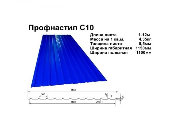 Профнастил С10 — розміри і технічні характеристики (фото, відео)