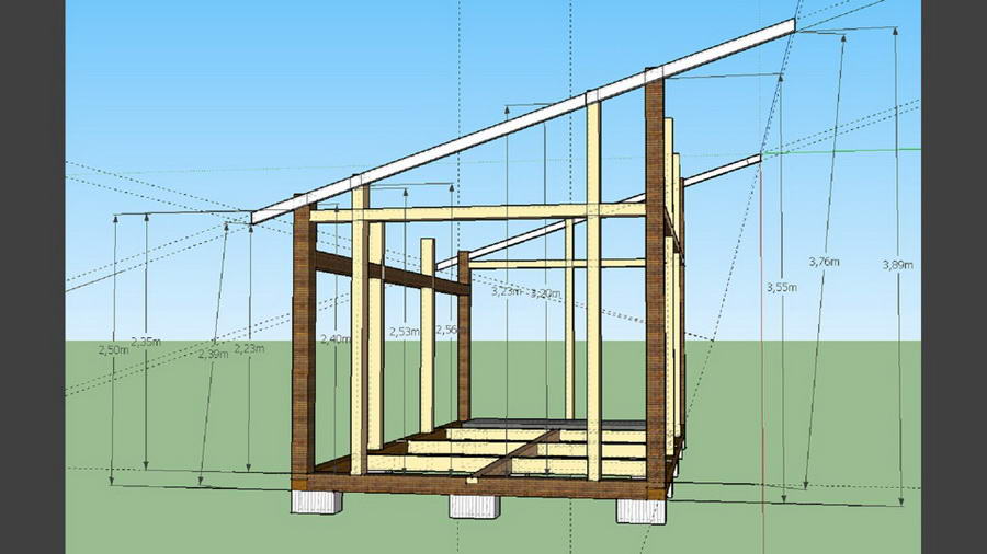 Будівництво альтанки з односхилим дахом — креслення та розрахунок (фото, відео)