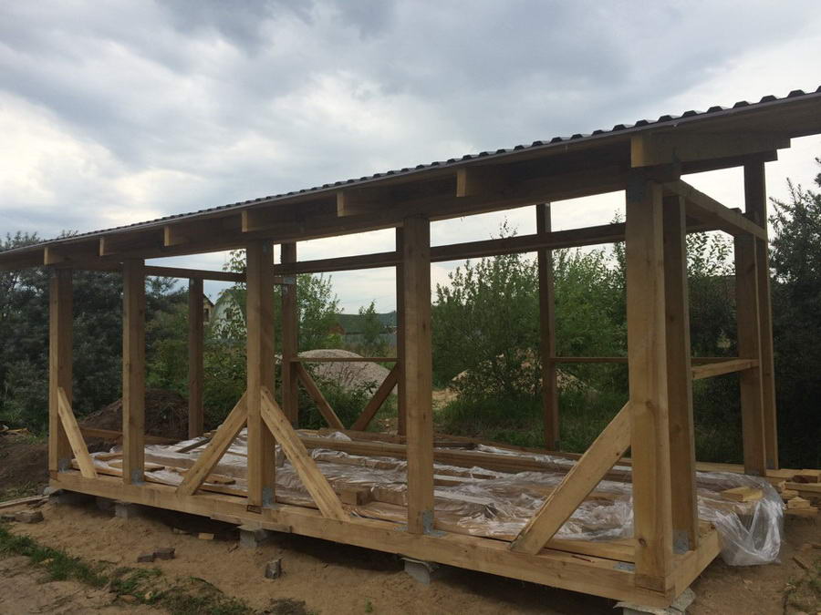 Будівництво альтанки з односхилим дахом — креслення та розрахунок (фото, відео)