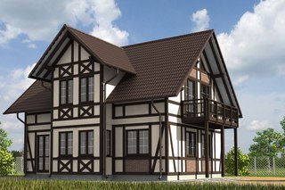 Фасад будинку в стилі Кантрі і Модерн