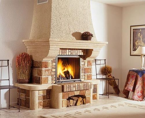 Дровяні каміни для заміського будинку: фото варіанти кутових камінів