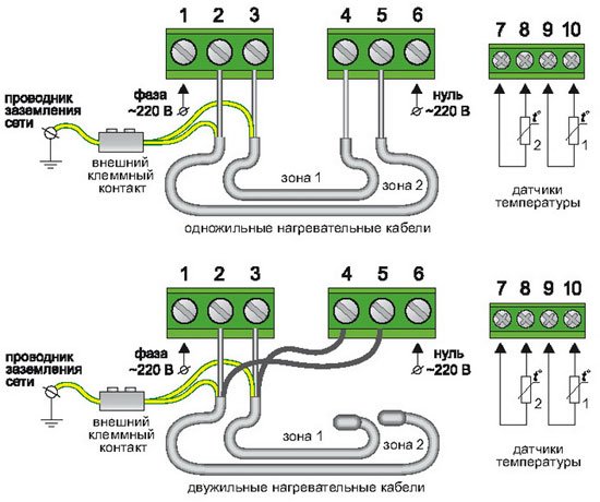 Схема підключення терморегулятора теплої підлоги