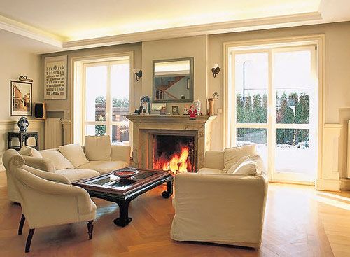 Камін в котеджі: фото в інтерєрі вітальні