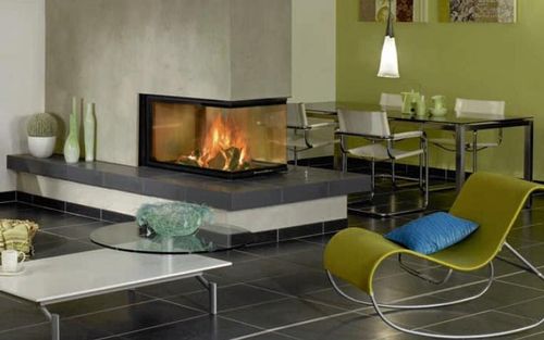 Тристоронній камін: фото в інтерєрі кімнати