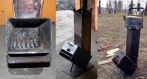 Піч Ракета тривалого горіння: бездимний з газовим балоном   креслення