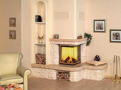 Кутові каміни в інтерєрі вітальні: фото приватних будинків