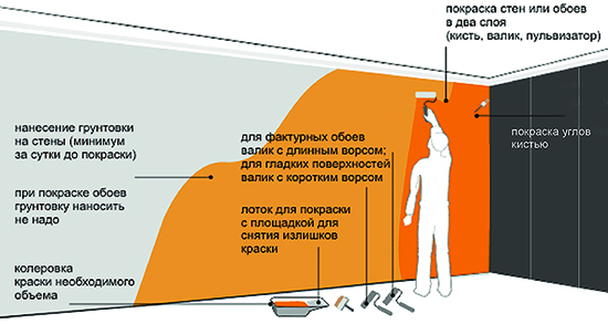 Фарбування стін: порядок робіт і варіанти декоративної обробки