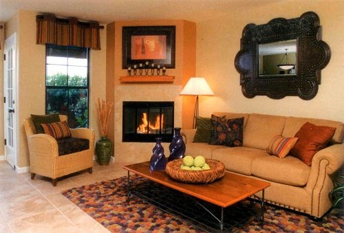 Вітальня з каміном в сучасній квартирою: фото дизайнів інтерєрів