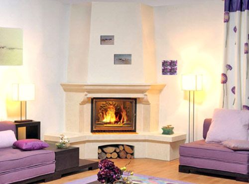 Електричні каміни в інтерєрі вітальні: кутові, фото, відгуки