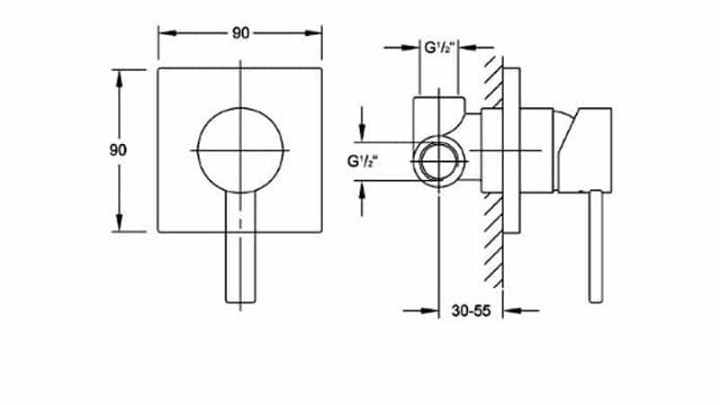 Вбудовуваний змішувач для душу прихованого монтажу