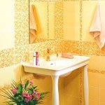 Плитка для ванної бамбук: фото жовта і блакитна кімната