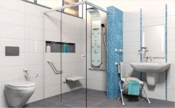 Пристосування для інвалідів і літніх людей: поручні для ванної та туалету, змішувач, підйомні механізми, стільчик, ванна з дверцятами та інші аксесуари, фото