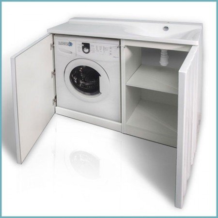 Види раковин з тумбою під пральну машину, особливості їх встановлення