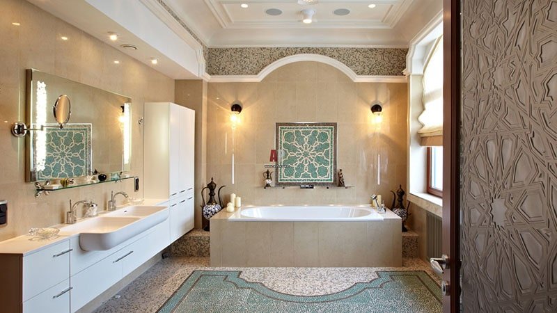 Кахель для ванної кімнати: фото поєднання кольорів