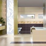 Плитка для ванної бамбук: фото жовта і блакитна кімната