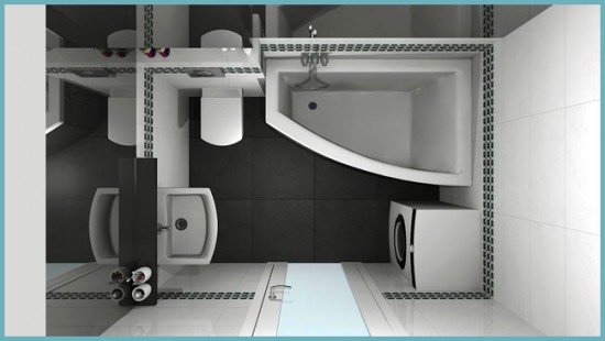 Розміщення кутової ванни у маленькій ванній кімнаті