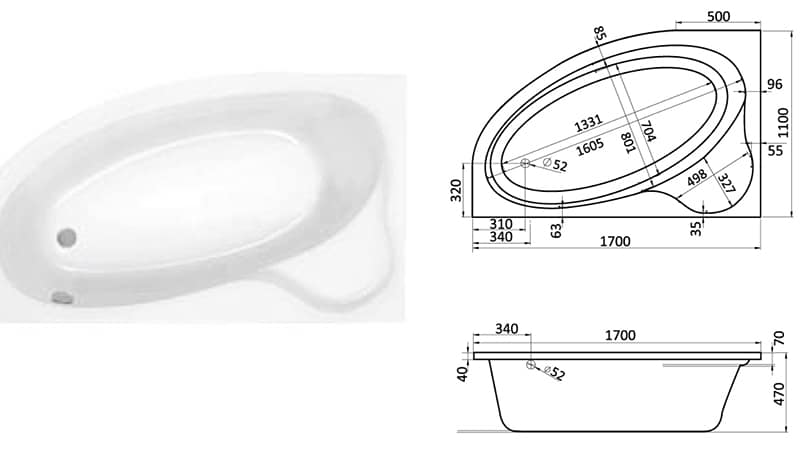 Ванна акрилова кутова: розміри і форми