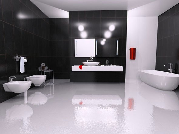 Сучасний дизайн інтерєру ванних кімнат в стилі хай тек