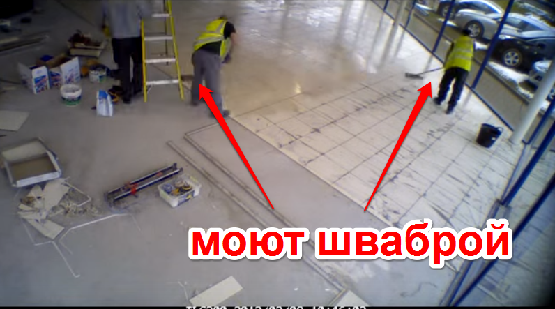 Технологія укладання плитки на підлогу, в супермаркетах і автосалонах.