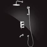 Душові стійки зі змішувачем і верхнім душем: особливості вибору