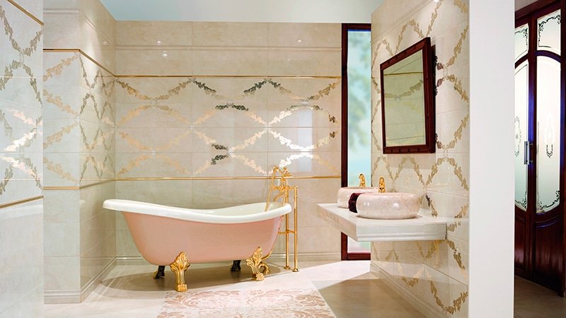 Керамічна плитка для ванної: дизайн, фото колекція