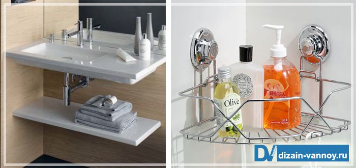 Полички для ванної кімнати   фото та види полиць