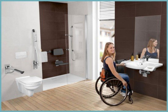 Пристосування для інвалідів і літніх людей: поручні для ванної та туалету, змішувач, підйомні механізми, стільчик, ванна з дверцятами та інші аксесуари, фото