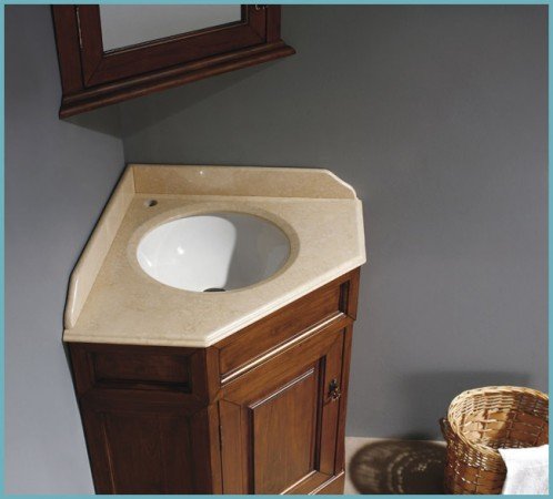 Кутова раковина з тумбою: зберігаємо простір у ванній кімнаті