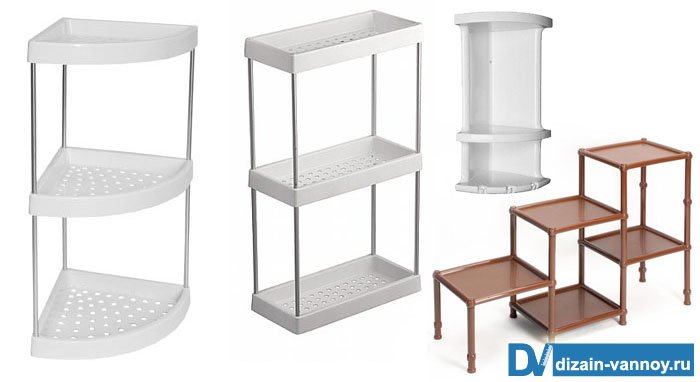 Пластикові полички для ванної кімнати і кутові етажерки Пластикові полички для ванної кімнати і кутові етажерки