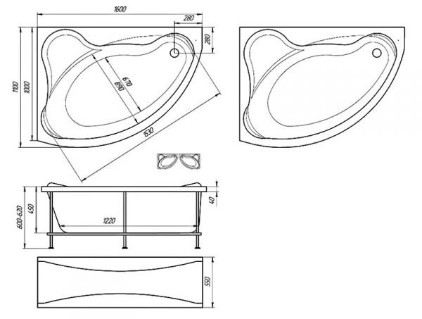 Асиметрична ванна — види і розміри, кутові асиметричні ванни (фото, відео)