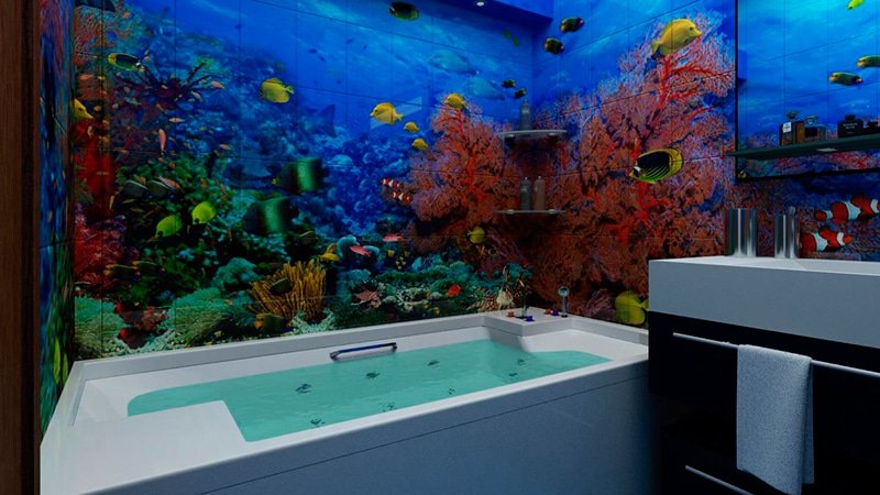 Фотоплитка для ванної кімнати: особливості обробки