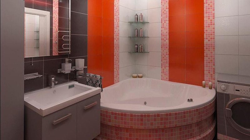 Кутова ванна: фото дизайну інтерєру