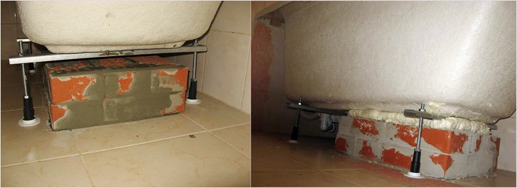 Як робиться установка ванни на цеглу, всі способоы