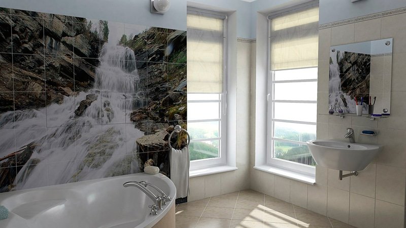 Панно з плитки для ванної кімнати: фото інтерєру