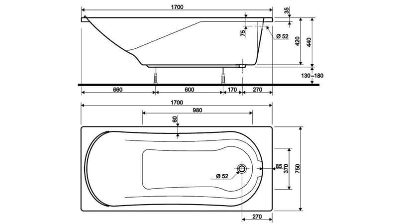 Обєм ванни: скільки літрів у ванні