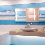 Плитка для ванної бамбук: фото жовта і блакитна кімната