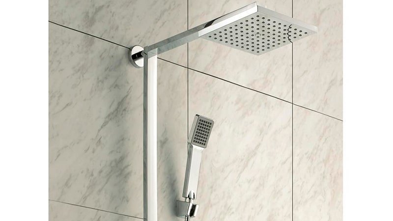 Душові стійки зі змішувачем і верхнім душем: особливості вибору