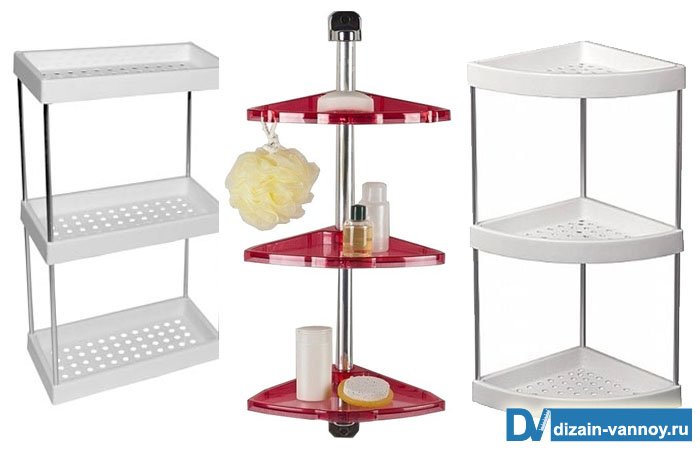 Кутові полиці для ванної кімнати: види конструкцій навісні, телескопічні та інші