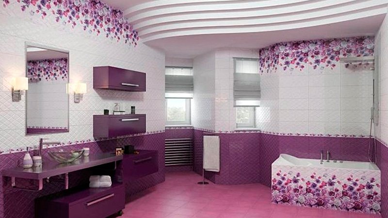 Панно з плитки для ванної кімнати: фото інтерєру