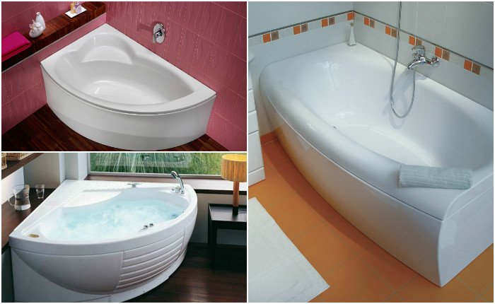 Якими можуть бути розміри акрилової ванни з різними модифікаціями