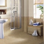 Коричнева плитка у ванній: фото бежева ванна