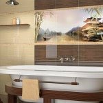 Плитка для ванної бамбук: фото жовта і блакитна кімната