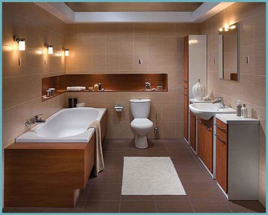 Дизайн стильного ванної кімнати в коричнево бежевих тонах: нюанси оформлення інтерєру
