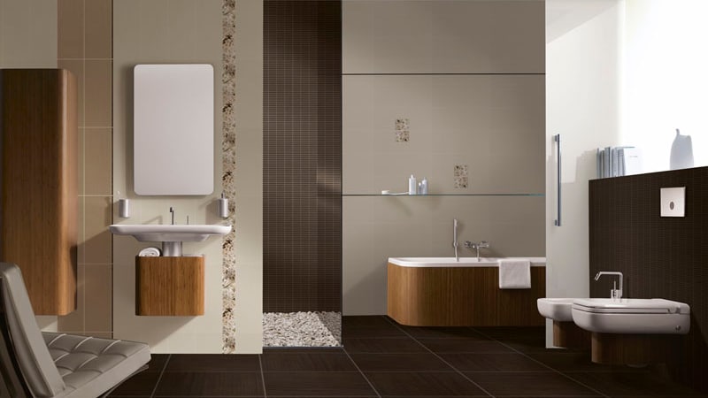 Золота плитка для ванної кімнати: нетипової дизайн