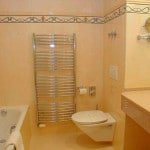 Коричнева плитка у ванній: фото бежева ванна