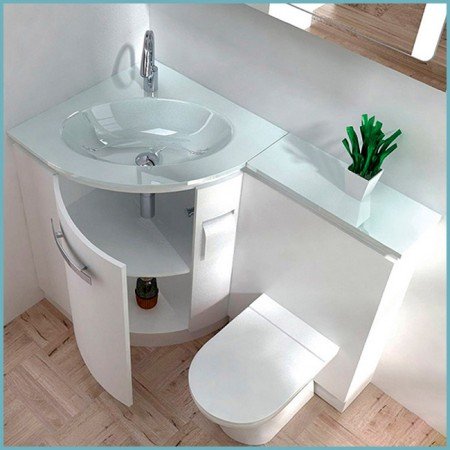 Кутова раковина з тумбою: зберігаємо простір у ванній кімнаті