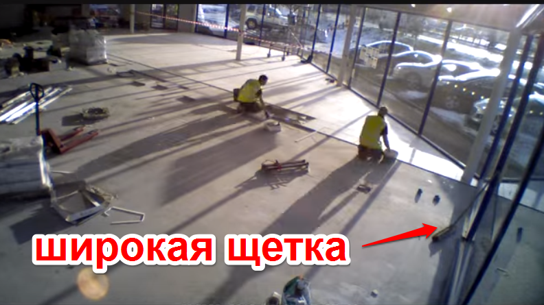 Технологія укладання плитки на підлогу, в супермаркетах і автосалонах.